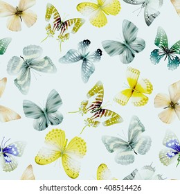 Seamless pattern from butterflies, vector illustration, clip-art