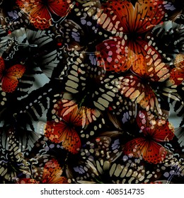 Seamless pattern from butterflies, vector illustration, clip-art