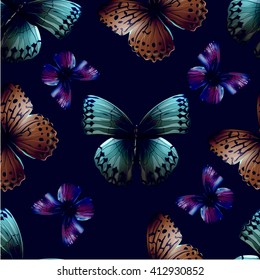 Seamless pattern from butterflies, vector illustration, clip-art