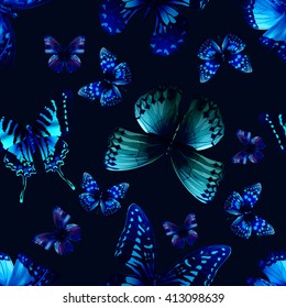 Seamless pattern from butterflies, vector illustration, clip-art