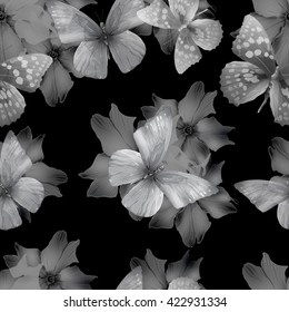 seamless pattern with butterflies, vector illustration, clip-art