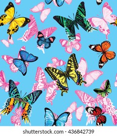 Seamless pattern with butterflies. Vector illustration.