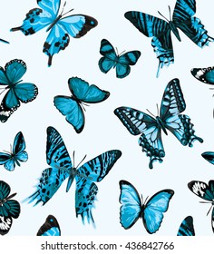 Seamless pattern with butterflies. Vector illustration.
