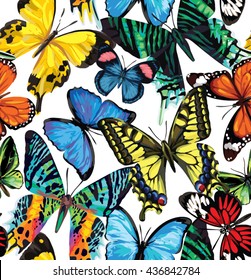 Seamless pattern with butterflies. Vector illustration.