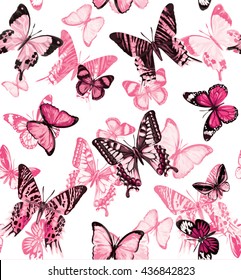 Seamless pattern with butterflies. Vector illustration.