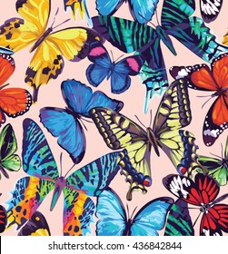 Seamless pattern with butterflies. Vector illustration.