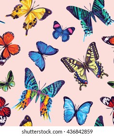 Seamless pattern with butterflies. Vector illustration.