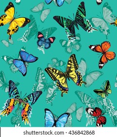 Seamless pattern with butterflies. Vector illustration.