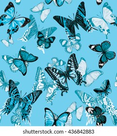 Seamless pattern with butterflies. Vector illustration.