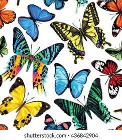 Seamless pattern with butterflies. Vector illustration.