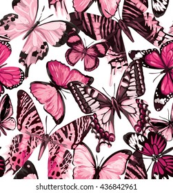Seamless pattern with butterflies. Vector illustration.