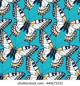 Seamless pattern with butterflies. Vector illustration