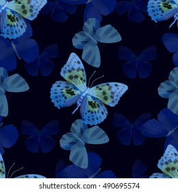 Seamless pattern from butterflies, vector illustration, clip-art