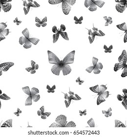 Seamless pattern from butterflies, vector illustration, clip-art