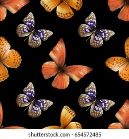 Seamless pattern from butterflies, vector illustration, clip-art