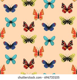 Seamless pattern of butterflies - vector illustration