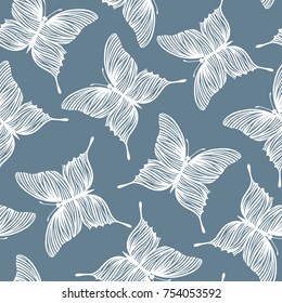 Seamless pattern with butterflies. Vintage background.