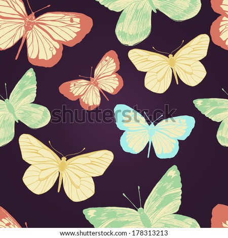 Seamless pattern with butterflies. Vintage background. Vector illustration/EPS 10