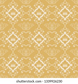 Seamless pattern with butterflies in vintage style for your design, vector graphics