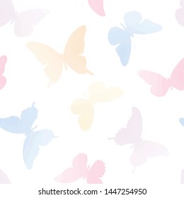 Seamless pattern. Butterflies. White background.