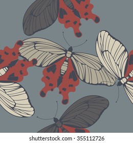 Seamless pattern with butterflies for your creative designs. Retro template can be used for linen, wallpaper, print, design fabric and more designs.