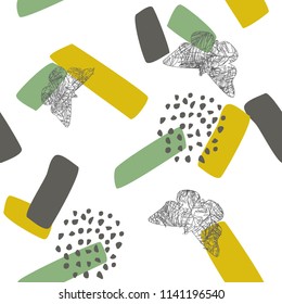 Seamless pattern with butterfly and abstract figures