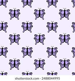 Seamless Pattern with butterfly. Abstract ornament design wings. Insect wallpaper. Vector illustration background.