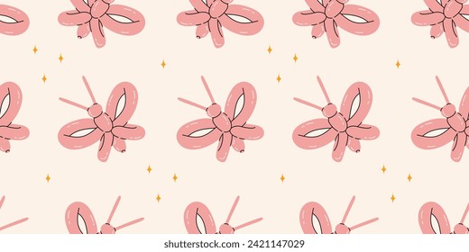 Seamless pattern with butterfly balloons. Bright colorful repeating elements. Stock illustration. Vector seamless pattern of cute cartoon bubble animal in color.