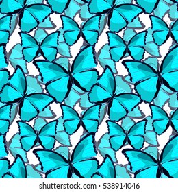 seamless pattern a butterfly blue morpho monarch. vector illustration