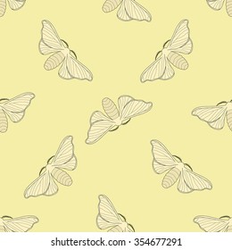 Seamless pattern with butterfly Bombyx mori.    hand-drawn butterfly Bombyx mori . Vector illustration