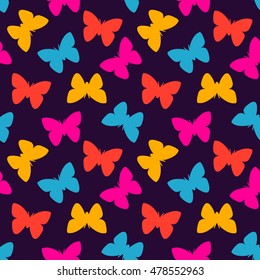 Seamless pattern with butterfly. Cartoon brightly illustration in vector