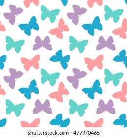 Seamless pattern with butterfly. Cartoon pastel colors illustration in vector