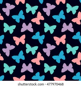 Seamless pattern with butterfly. Cartoon pastel colors illustration in vector