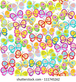 Seamless pattern with butterfly / Seamless pattern with colored butterflies and flowers