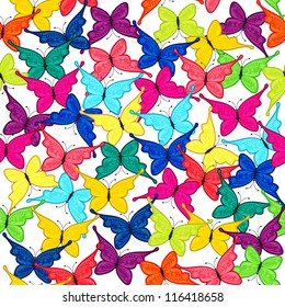 Seamless pattern with butterfly / Seamless pattern with colored butterflies