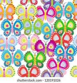 Seamless pattern with butterfly / Seamless pattern with colored butterflies