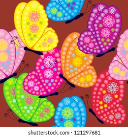 Seamless pattern with butterfly / Seamless pattern with colored butterflies