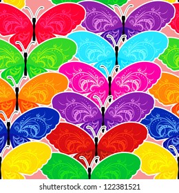 Seamless pattern with butterfly / Seamless pattern with colored butterflies