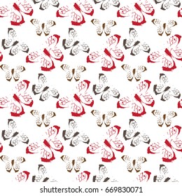 Seamless Pattern Butterfly Colorful Ornament Design Vector Illustration