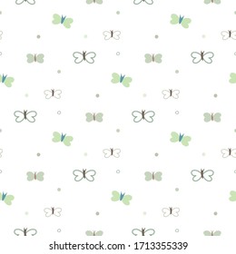 Seamless Pattern of Butterfly Design on White Background