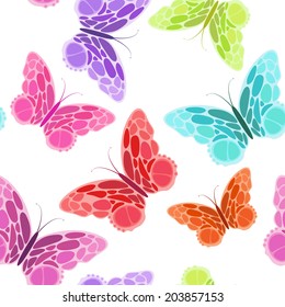 Seamless pattern with butterfly. Different colors abstract butterflies background. Great for web page background, surface textures, textile industry, wrapping.