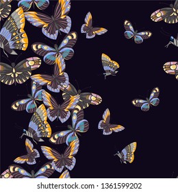 Seamless pattern with butterfly for fabric design. Vector