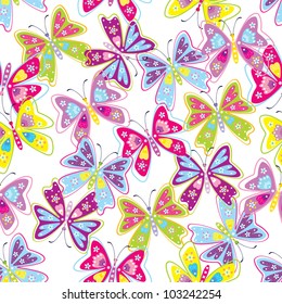 Seamless pattern of butterfly & flower