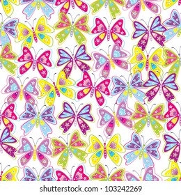 Seamless pattern of butterfly & flower