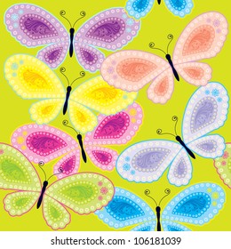 Seamless pattern of butterfly & flower