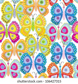 Seamless pattern of butterfly & flower