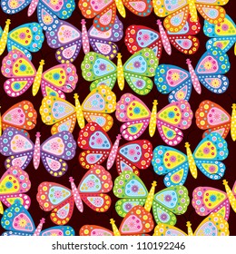 Seamless pattern with butterfly & flower