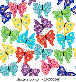 Seamless pattern with butterfly & flower 