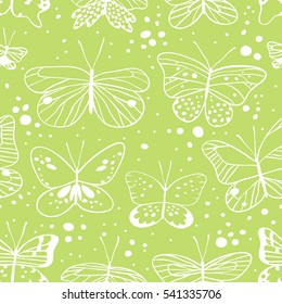 Seamless pattern with butterfly. Hand drawn vector illustration. Decorative elements for design. Creative art work