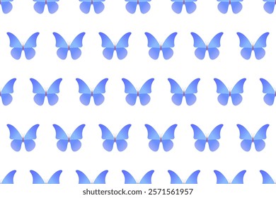 Seamless pattern with a butterfly icon highlighted on a white background. Vector graphics. Design of fabric, background, cover, packaging
